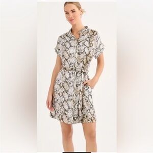 CAbi Snakeskin Print Mini Dress - Black and Tan